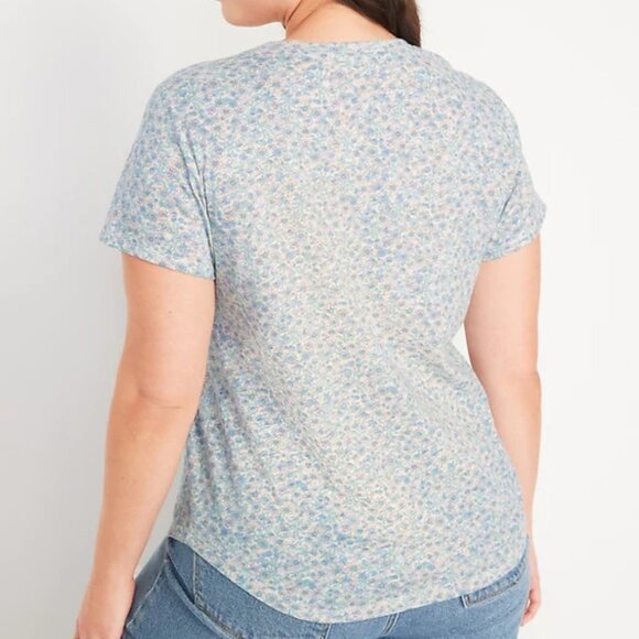 NWT Old Navy EveryWear Printed Slub-Knit Tee T-Shirt Blue Floral Women Large - Picture 8 of 8